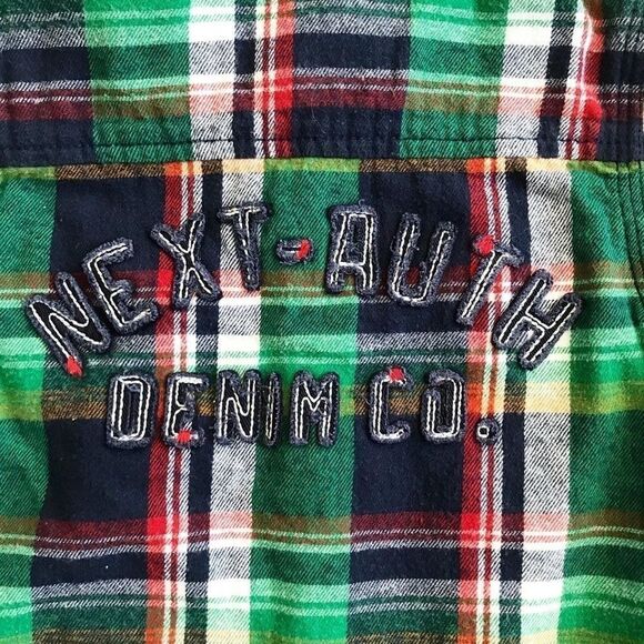 NEXT green plaid button down shirt VGUC 2/3T - Picture 4 of 5